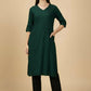 Deep Bottle Green Cotton Viscose Lycra Kurta - Classic Workwear Edits