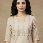 Off-White Handcrafted Motif Cotton Kurta – Classic Workwear Edits