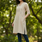 Off-White Handcrafted Motif Cotton Kurta – Classic Workwear Edits