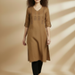 Beige Handcrafted Motif Cotton Kurta