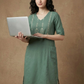Sage Green Handcrafted Motif Cotton Kurta