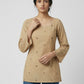 Indyvarna DISHA Deep U-Back Cotton Kurti – Beige Beauty in Handwoven