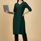 Deep Bottle Green Cotton Viscose Lycra Kurta - Classic Workwear Edits