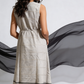 White & Black Handloom Wrap Midi Dress