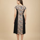 Mano Muse Midi Dress Blue Beige Black kalamkari
