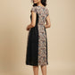 Mano Muse Midi Dress Blue Beige Black kalamkari