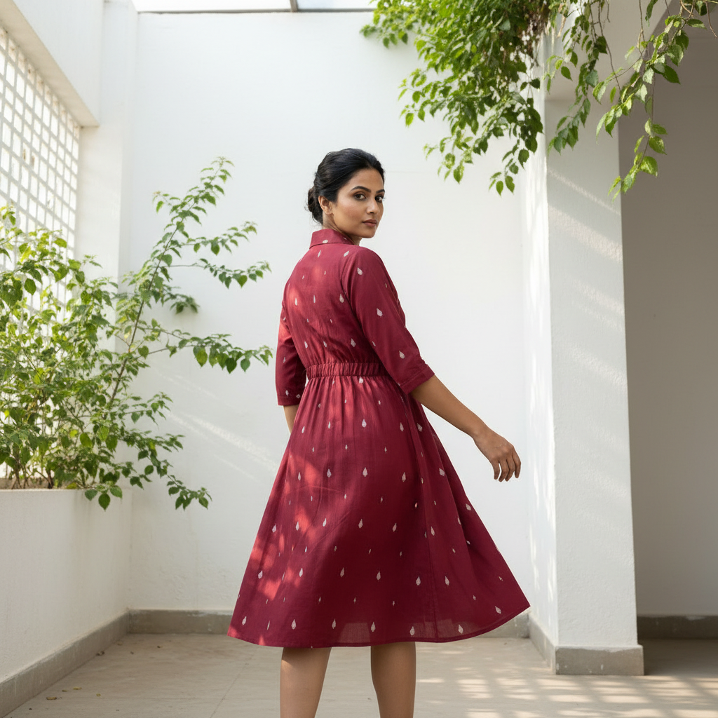 A Line Midi Dress -Marron Magic