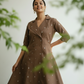 A Line Midi Dress - Cocoa Brown Cotton