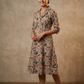 A Line Midi Dress - Kalamkari Brown Tone