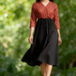 Black & Red Cotton Colorblock Midi Dress