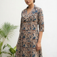 A Line Midi Dress - Kalamkari Blue Tone