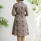 A Line Midi Dress - Kalamkari Blue Tone