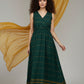 Emerald Green Handloom Wrap Midi Dress