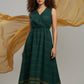 Emerald Green Handloom Wrap Midi Dress