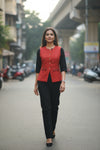 Embriodered Waist Coat - Brick Red