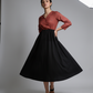 Black & Red Cotton Colorblock Midi Dress