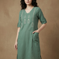 Sage Green Handcrafted Motif Cotton Kurta