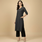 Dark Charcoal Grey Cotton Viscose Lycra Kurta - Classic Workwear Edits