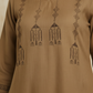 Beige Handcrafted Motif Cotton Kurta