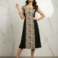 Mano Muse Midi Dress Blue Beige Black kalamkari