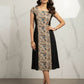 Mano Muse Midi Dress Blue Beige Black kalamkari