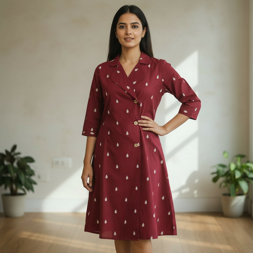 A Line Midi Dress -Marron Magic
