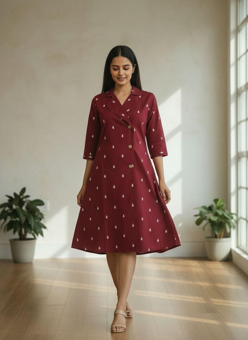 A Line Midi Dress -Marron Magic
