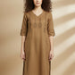 Beige Handcrafted Motif Cotton Kurta