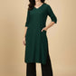 Deep Bottle Green Cotton Viscose Lycra Kurta - Classic Workwear Edits
