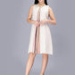 Women's Off White Printed Cotton A-Line Midi Dress - Casual Sleeveless Hook and Eye Closure