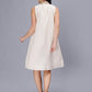 Women's Off White Printed Cotton A-Line Midi Dress - Casual Sleeveless Hook and Eye Closure
