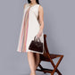 Women's Off White Printed Cotton A-Line Midi Dress - Casual Sleeveless Hook and Eye Closure