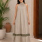 Beige Mulmul Cutwork Halter Neck Dress