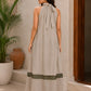 Beige Mulmul Cutwork Halter Neck Dress
