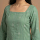Elegant Sage Green Cotton Kurti -Square neck - with Bell Sleeves