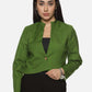Green Cotton Crop Blazer