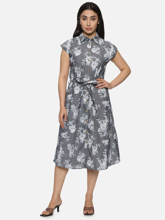 Light Grey White Denim Dress
