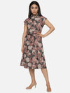 Tropical Printed Denim Dress