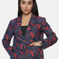 Blue Cotton Cambric Blazer: Casual Printed Elegance with Tailored Fit