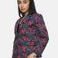 Blue Cotton Cambric Blazer: Casual Printed Elegance with Tailored Fit
