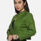 Green Cotton Crop Blazer