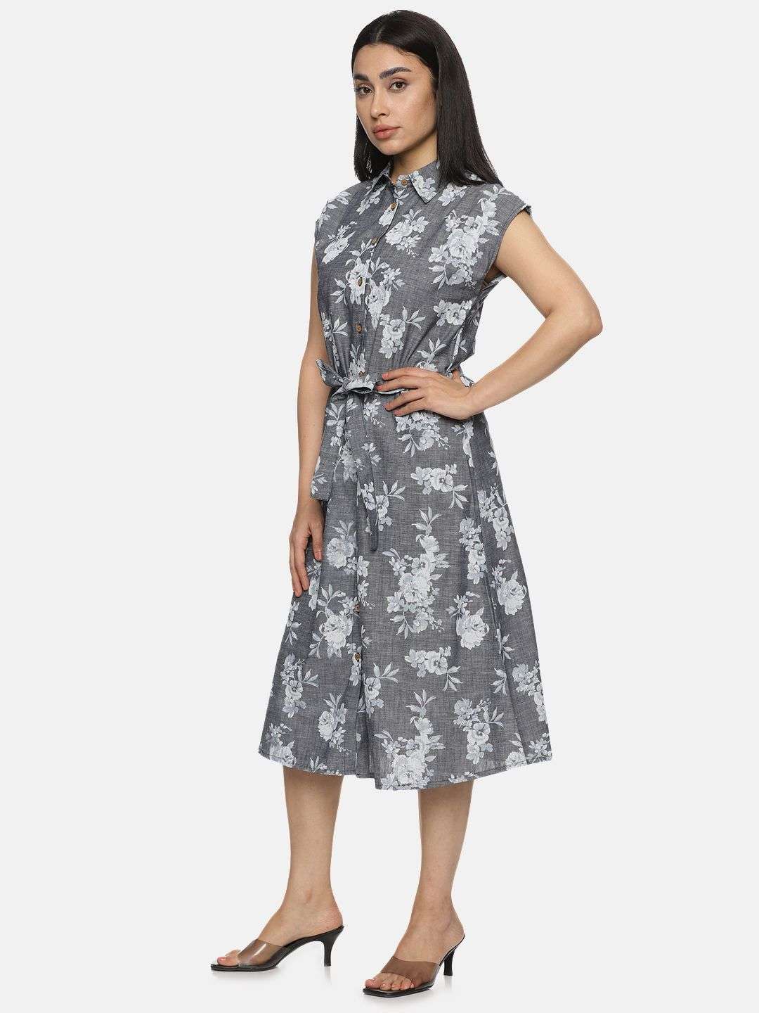 Light Grey White Denim Dress