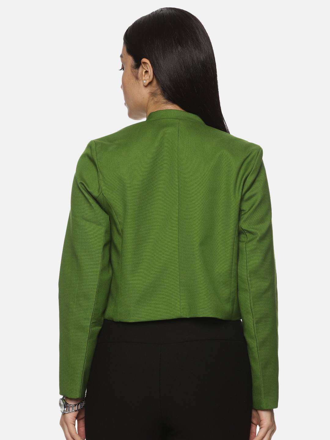 Green Cotton Crop Blazer