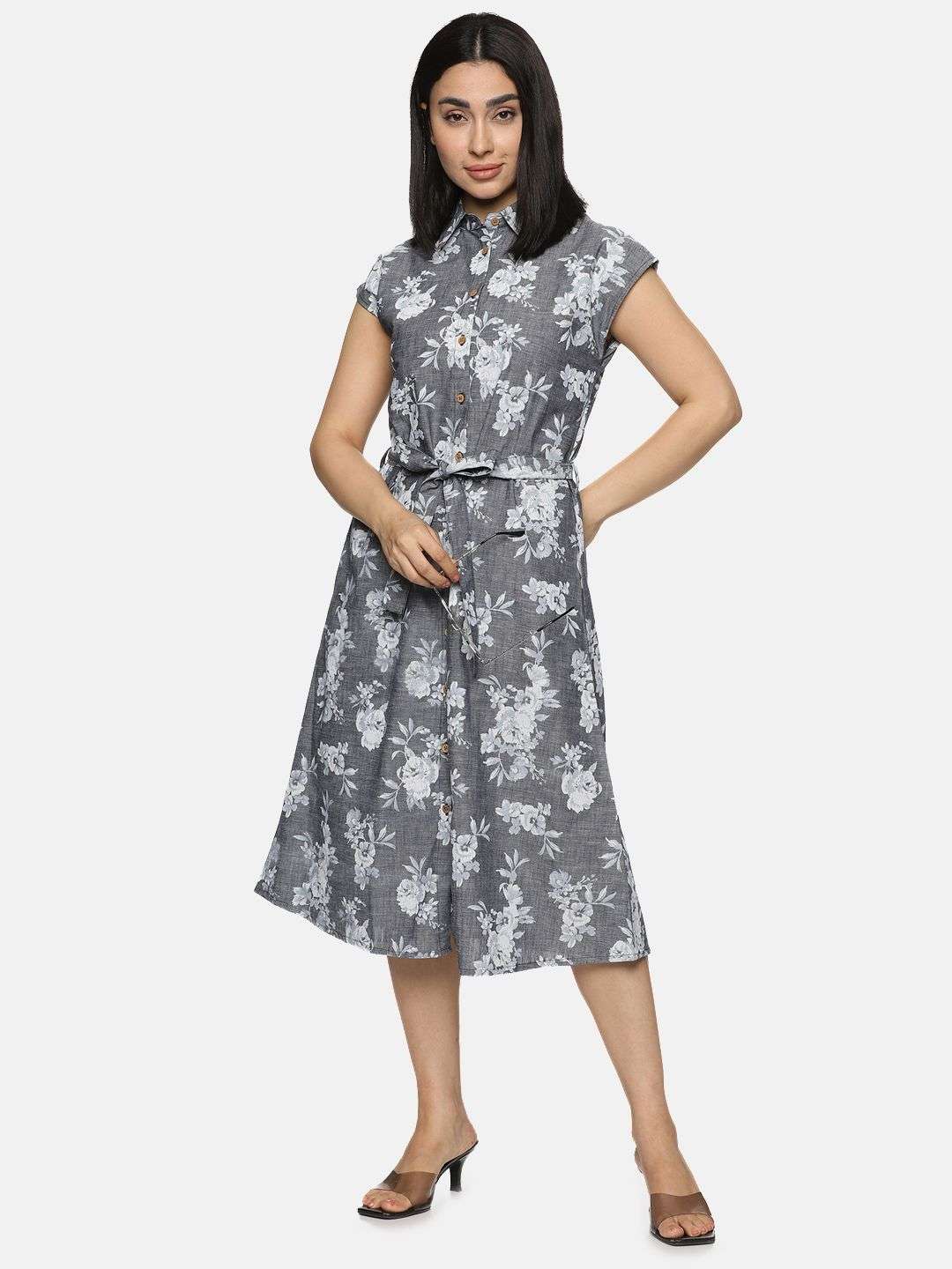 Light Grey White Denim Dress