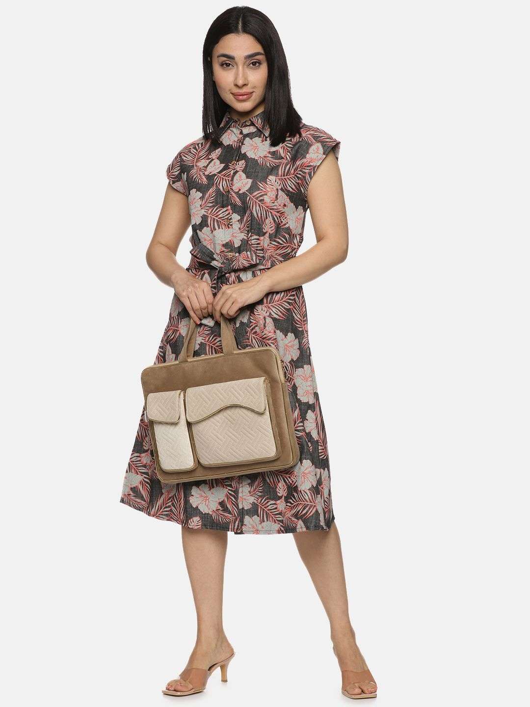 Tropical Printed Denim Dress