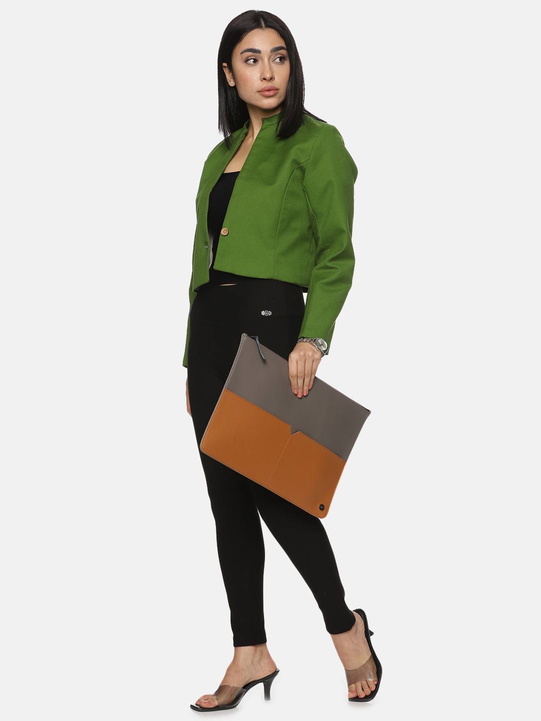 Green Cotton Crop Blazer