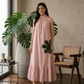 Blush Pink MulMul Halter Neck Floral Applique work Maxi Dress
