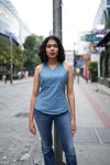 DUSTY BLUE HALTER NECK TOP