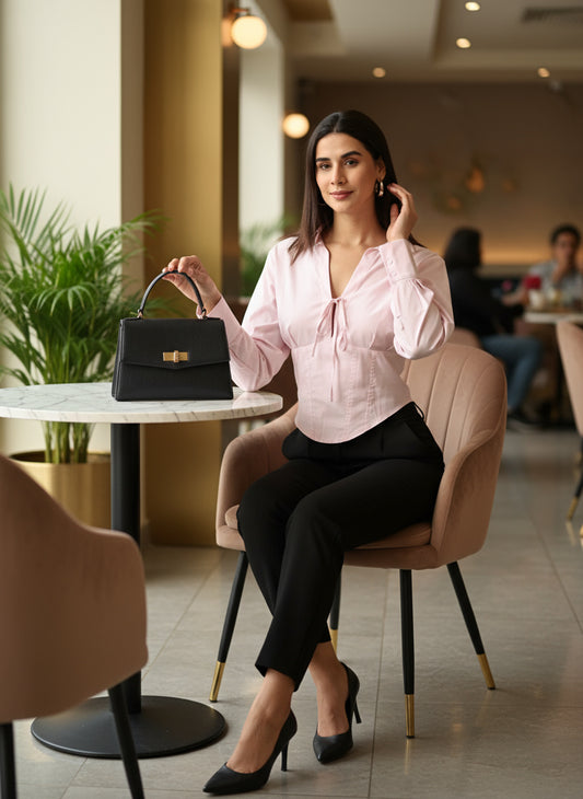 Baby Pink Spread Collar Shirt