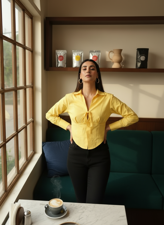 Butter yellow Spread Collar Shirt